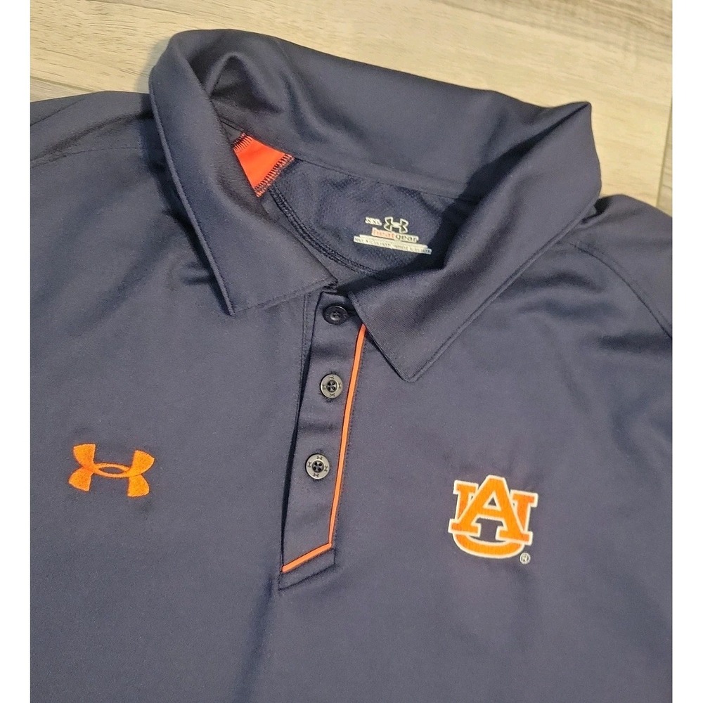 Auburn‎ Tigers Polo Shirt Mens XXL Loose Blue Under Armour HeatGear Short Sleeve